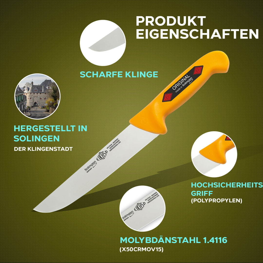 EIKASO Solingen Germany 7-Teiliges Profi Messer Set, geeignet als Metzgermesser, Fleischermesser, Schlachtermesser, Ausbeinmesser & Kochmesser