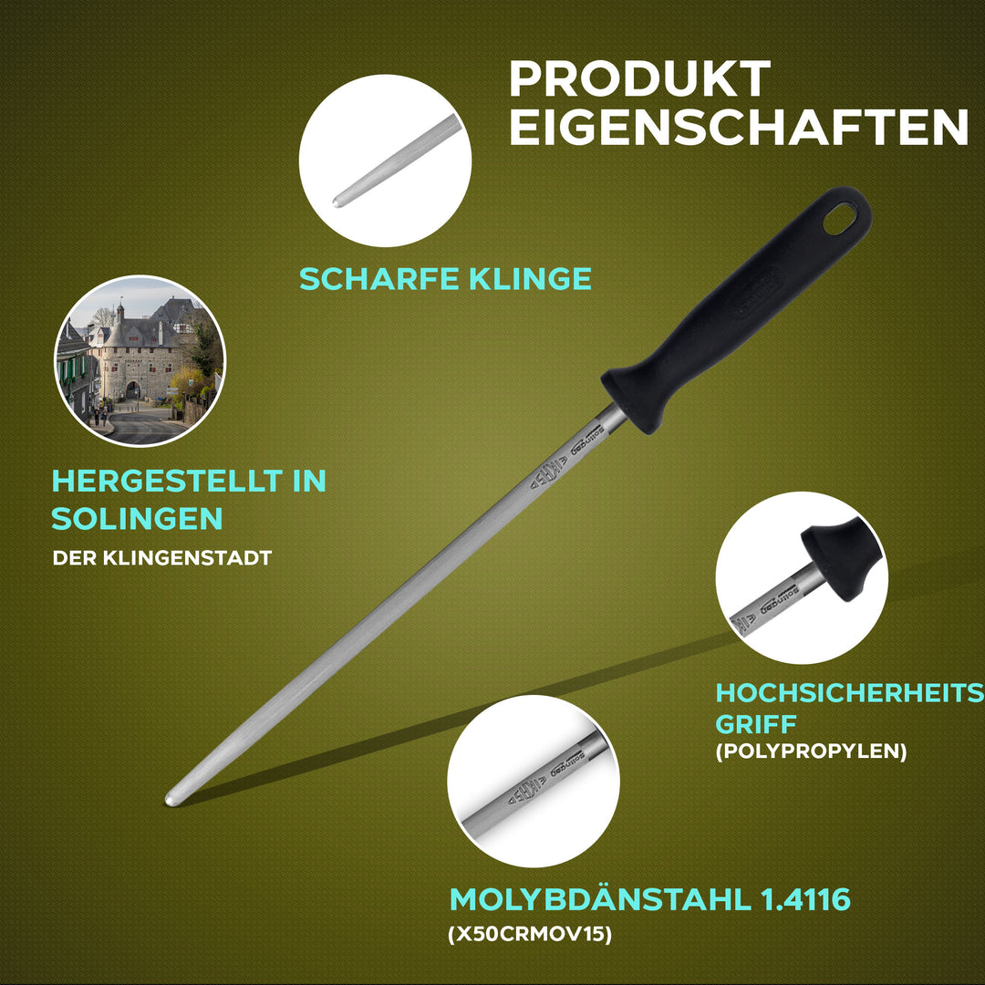 EIKASO Solingen Germany 7-Teiliges Profi Messer Set, geeignet als Metzgermesser, Fleischermesser, Schlachtermesser, Ausbeinmesser & Kochmesser