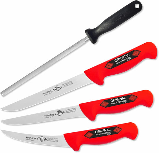 EIKASO Solingen Germany 4-Teiliges Profi Messer Set geeignet als Metzgermesser Fleischermesser Schlachtermesser für Profis und Privat