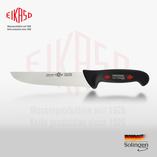 EIKASO Solingen Germany Fleischmesser Blockmesser Schwarz 21cm Klinge Molybdänstahl 1.4116 aus Solingen Profi Allzweckmesser von Profis für Privat und Profis | Fleisch Gemüse Obst Kräuter