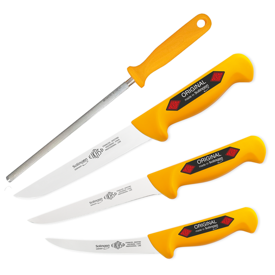 EIKASO Solingen Germany 4-Teiliges Profi Messer Set geeignet als Metzgermesser Fleischermesser Schlachtermesser für Profis und Privat