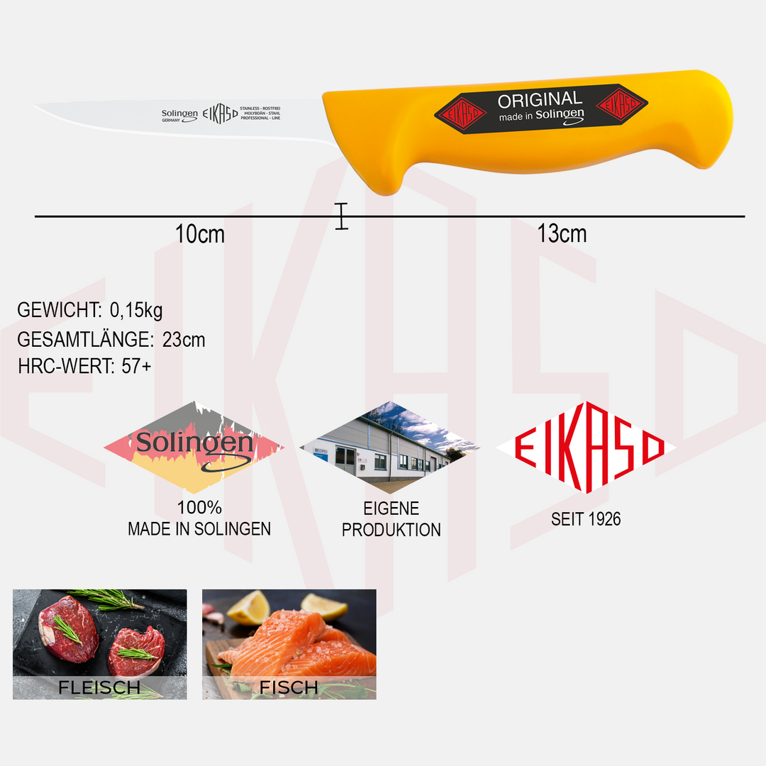 EIKASO Solingen Metzgermesser Set 2tlg, von Profis - für Profis und Privat Ausbeinmesser Fleischmesser aus 1.4116 Molybdänstahl, rostfrei, Handabzug, extra rutschfeste Polypropylengriffe