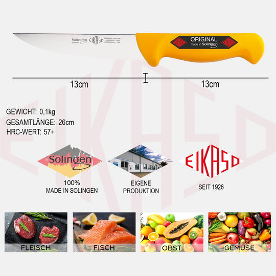 EIKASO Solingen Metzgermesser Set 2tlg, von Profis - für Profis und Privat Ausbeinmesser Fleischmesser aus 1.4116 Molybdänstahl, rostfrei, Handabzug, extra rutschfeste Polypropylengriffe